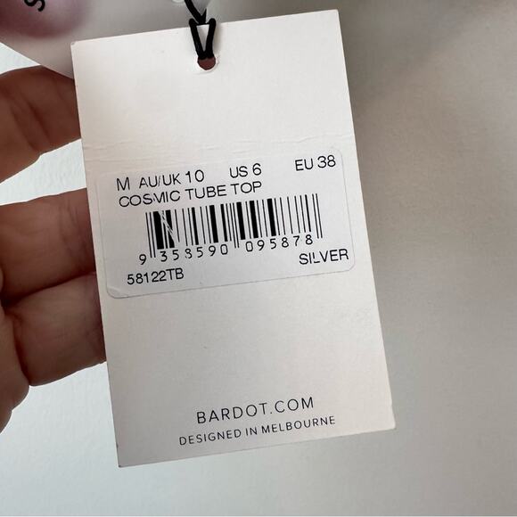 Bardot Cosmic Silver Sequin Bandeau Tube Top US Size 6 - Picture 9 of 10